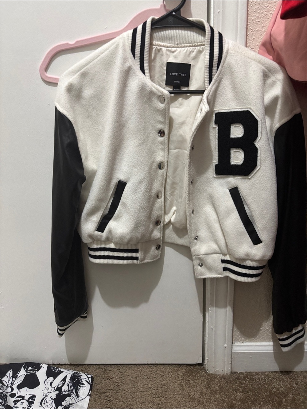 Love Tree White and Black Letterman Varsity Jacket